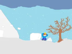 rysunek ucznia - zimowa aktywność dzieci w górskiej scenerii