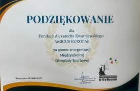 podziekowania za pomoc w organizacji olimpiady sportowej