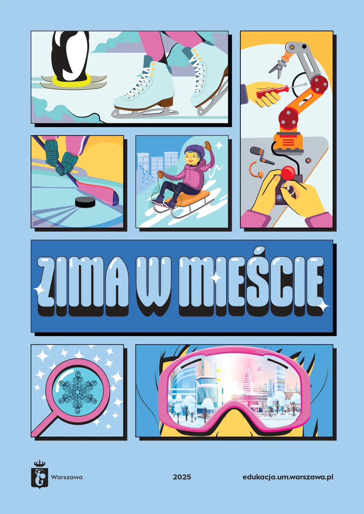 Plakat reklamujący zimę w mieście