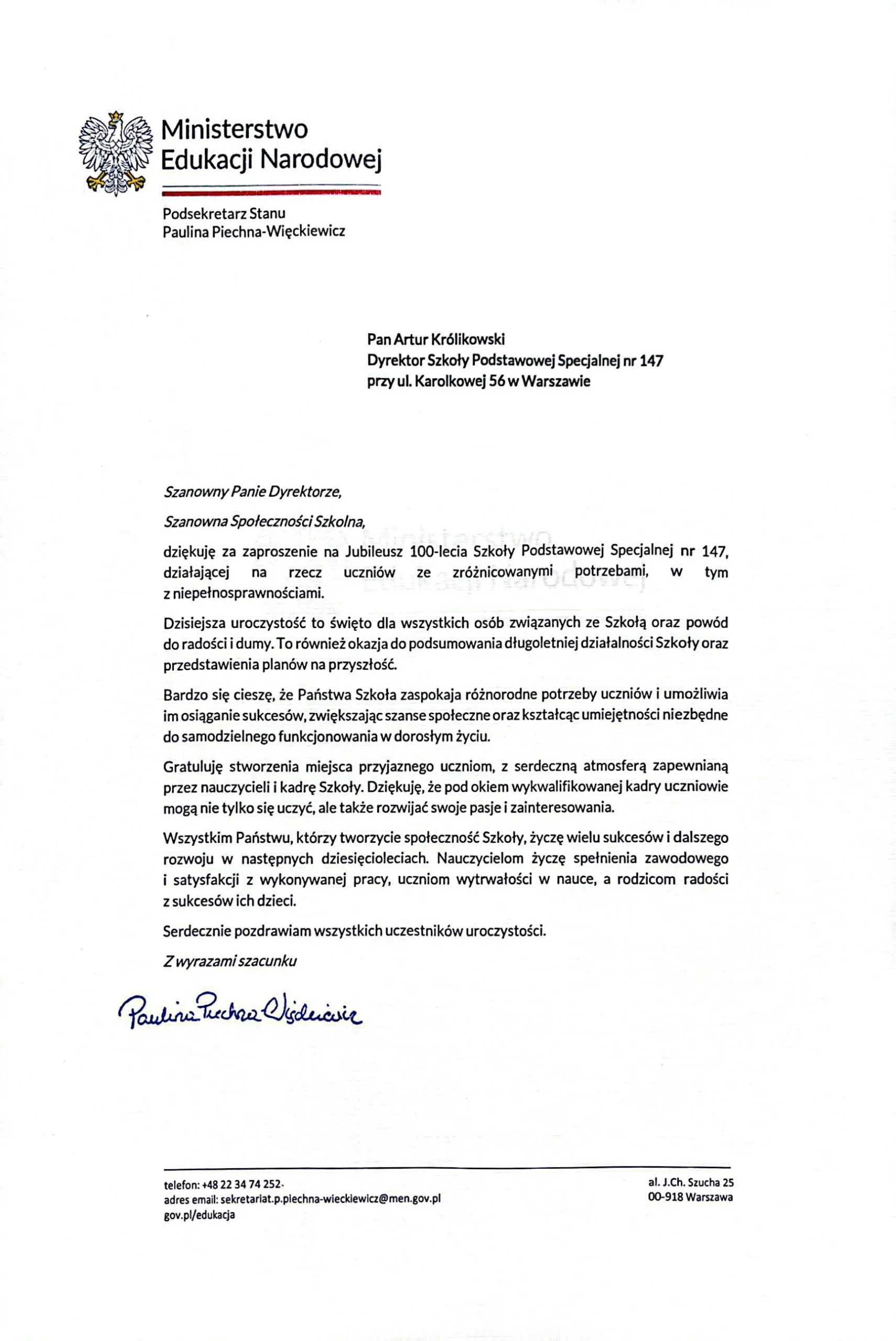 GALA Z OKAZJI JUBILEUSZU 100-LECIA SZKOŁY