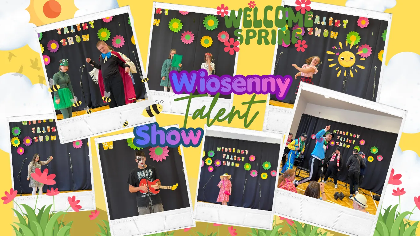 plakat informujacy o wiosennym pokazie talentów