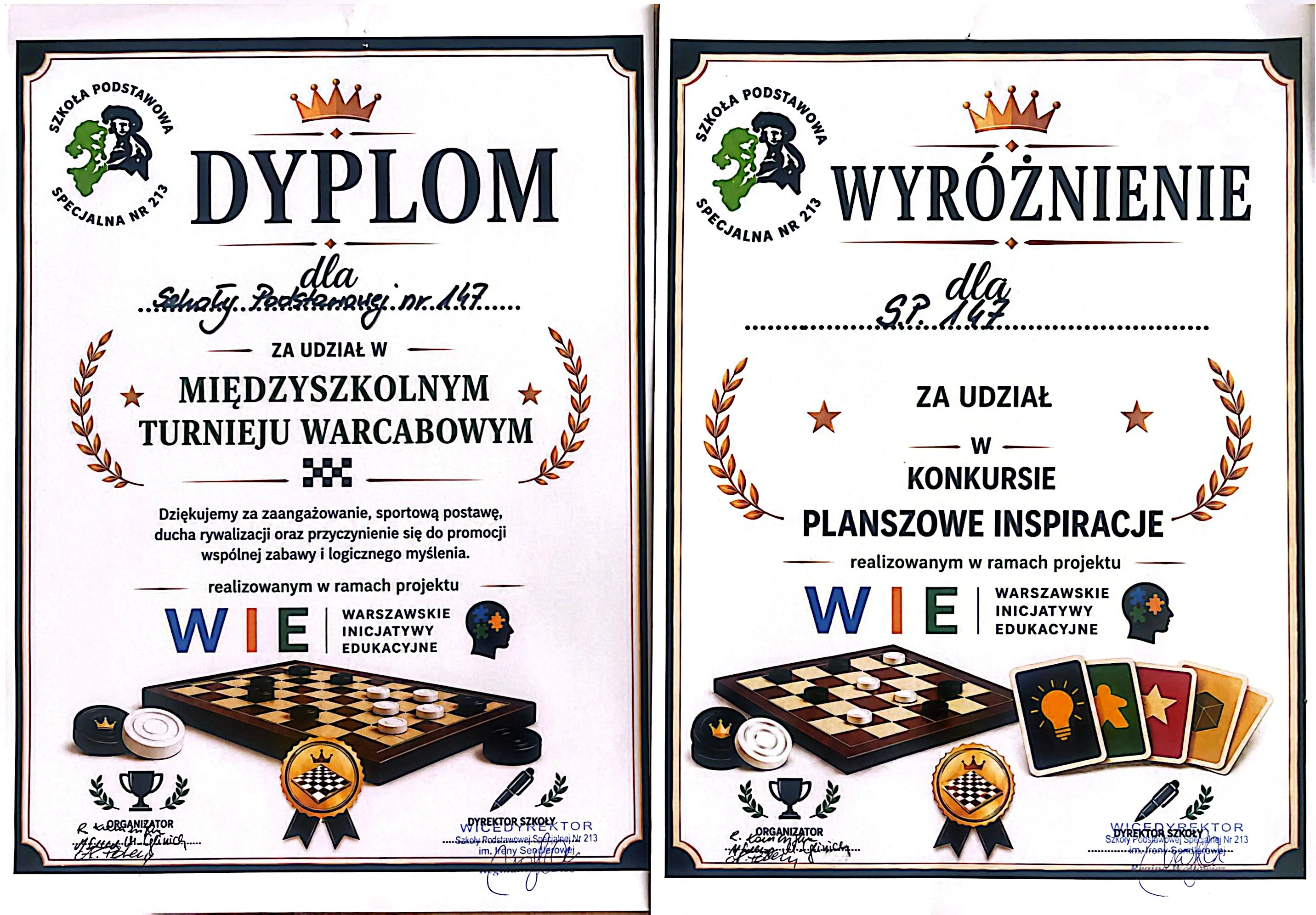 dyplom za udział w turnieju